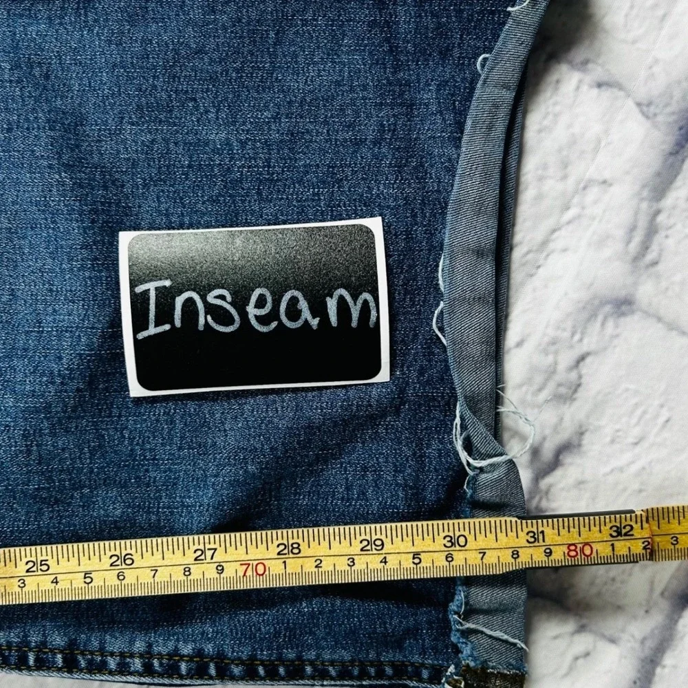 Garage Denim High Waist Flare Jeans Blue Raw Hem Size 9 29 Retro Inspired